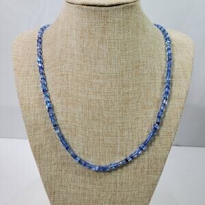 Vintage Necklace Blue Glass Bead 22 Inch